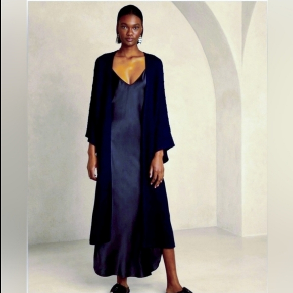 Banana Republic Jasmine Organic Cotton Duster Cardigan Long Sweater Navy XL/XXL - Picture 16 of 16